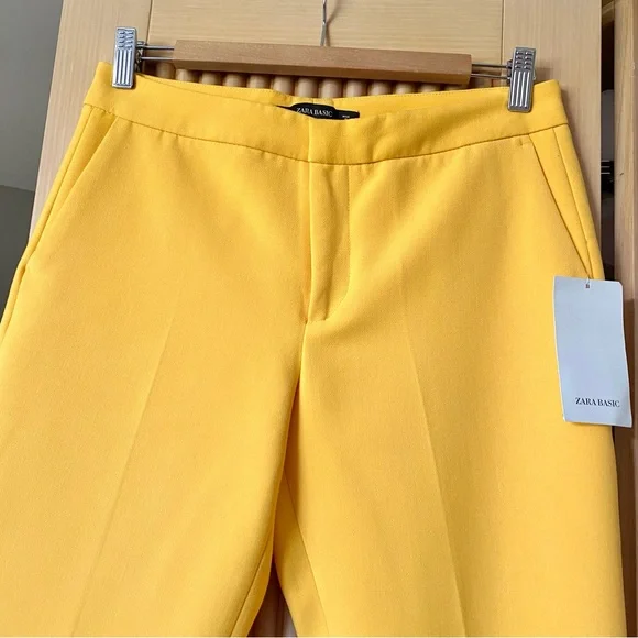 Zara mustard yellow straight leg trouser pant - Picture 6 of 11